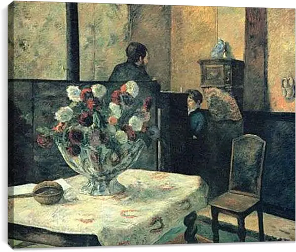 Постер на подрамнике - Painting of an interior at rue Carcel (Carcel Street), Paris. Поль Гоген