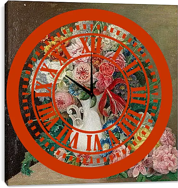 Часы картина - Ваза с цветами