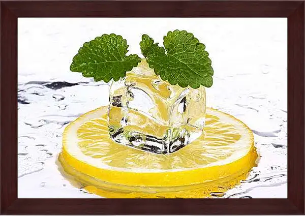 Картина в раме - Лед на лимоне. Свежесть лета.