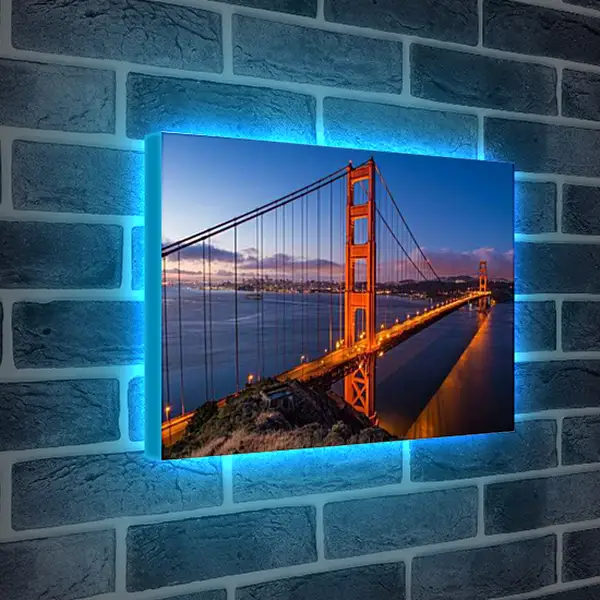 Лайтбокс световая панель - Мост, вечер, вода