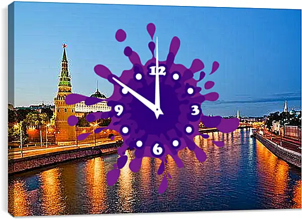 Часы картина - Москва река и Кремль