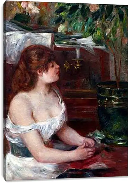 Постер на подрамнике - The Green Jardinire. Пьер Огюст Ренуар