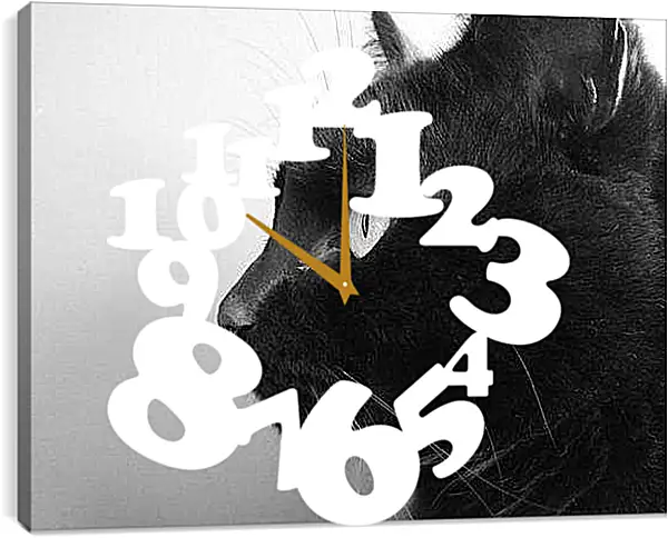 Часы картина - Черный кот