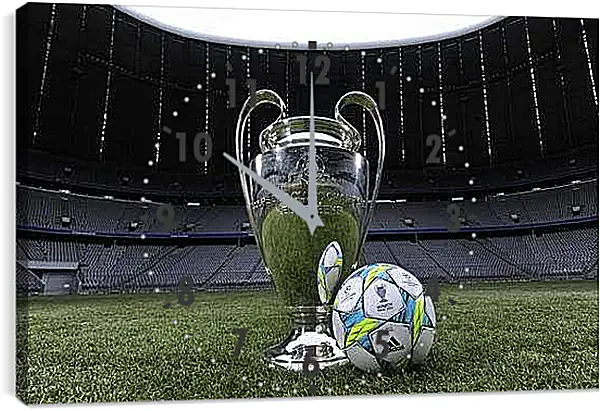Часы картина - Мяч и кубок Лиги Чемпионов