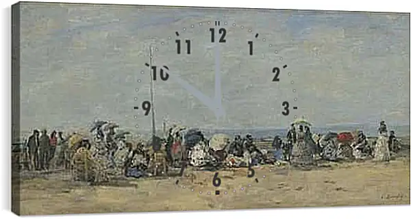 Часы картина - Beach Scene, Trouville. Эжен Буден