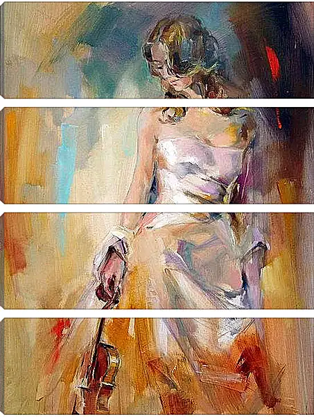 Модульная картина - Девушка со скрипкой