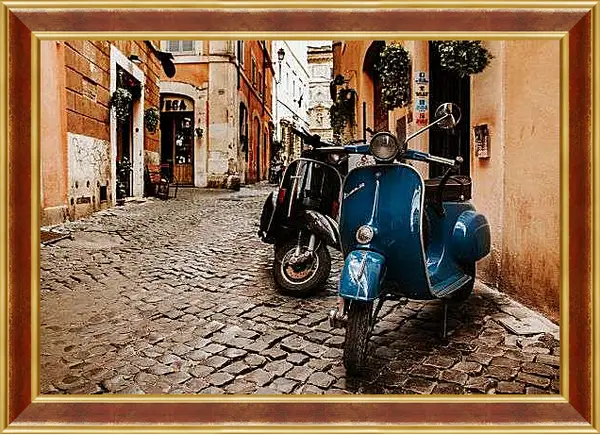 Картина в раме - Vespa на старой улице