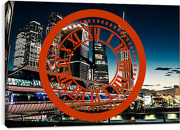 Часы картина - Переход к Москва-сити