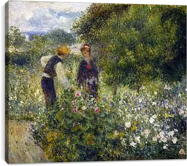Постер на подрамнике - Picking Flowers. Пьер Огюст Ренуар