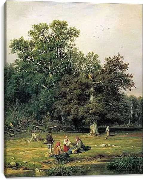 Постер на подрамнике - За грибами. Иван Шишкин