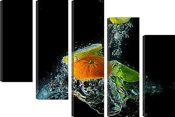 Модульная картина - Фрукты в пузырьках воды