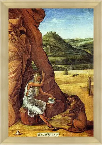 Картина в раме - Hieronymus in der Wuste. Джованни Беллини