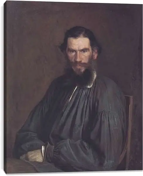 Постер на подрамнике - Портрет писателя Льва Николаевича Толстого. Иван Николаевич Крамской