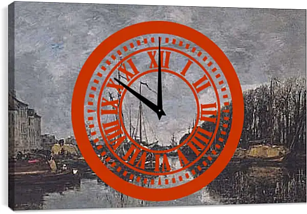 Часы картина - Kanal an der Allee Verte in Brussel. Эжен Буден