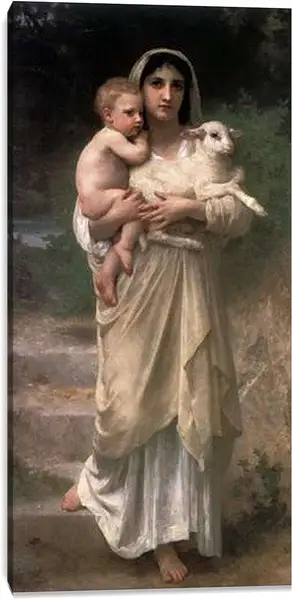 Постер на подрамнике - Les Аgneaux. Женщина с ягненком. Адольф Вильям Бугро