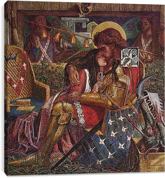 Постер на подрамнике - The wedding of Saint George and Princess Sabra. Данте Габриэль Россетти