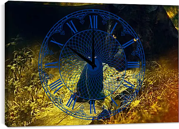 Часы картина - Пантера и детёныш