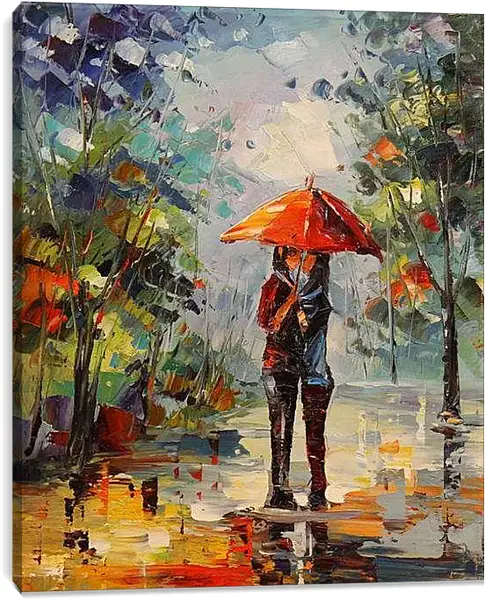 Постер на подрамнике - Двое под зонтом