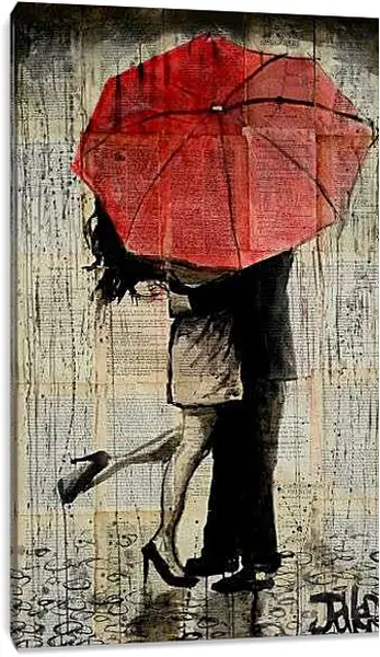 Постер на подрамнике - Красный зонт