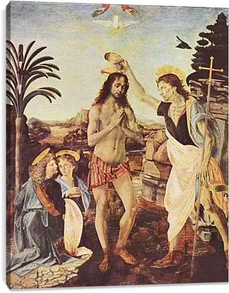 Постер на подрамнике - Крещение Господне. Леонардо да Винчи