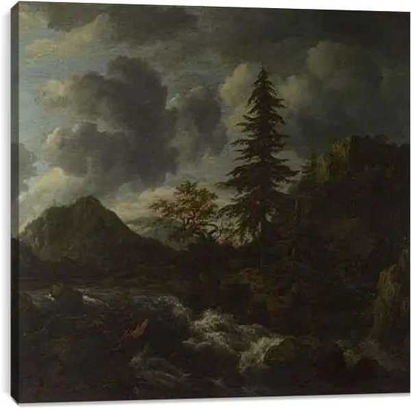 Постер на подрамнике - A Torrent in a Mountainous Landscape. Якоб ван Рейсдал