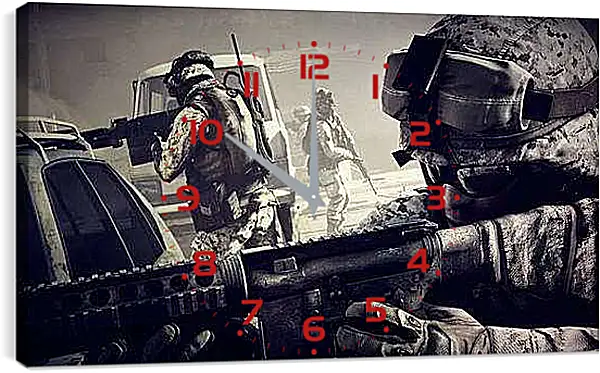Часы картина - battlefield 3, soldiers, machine
