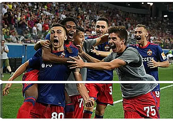 Модульная картина - Празднование гола. ФК ЦСКА Москва. FC CSKA Moscow