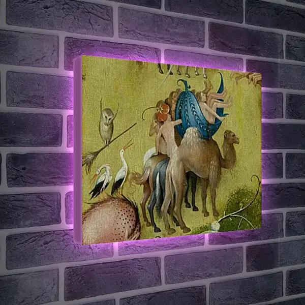 Лайтбокс световая панель - Camel and people in a leaf. Иероним Босх