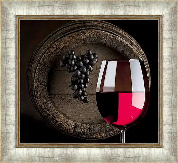 Картина в раме - Бочонок вина. Винная симфония.