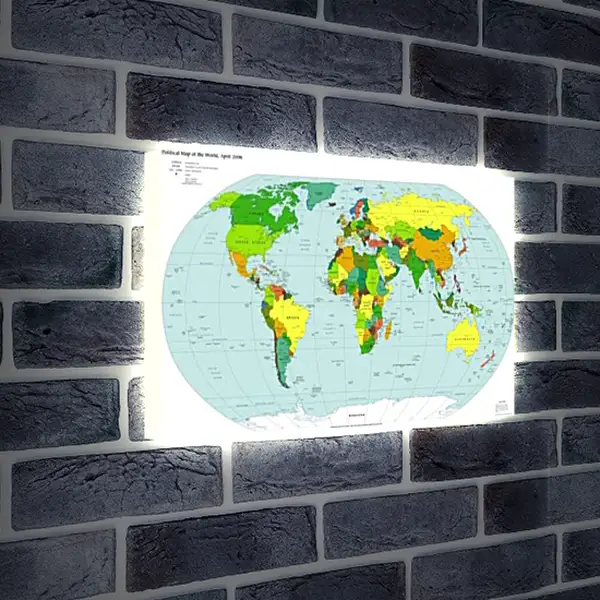Лайтбокс световая панель - Политическая карта мира. Апрель 2006