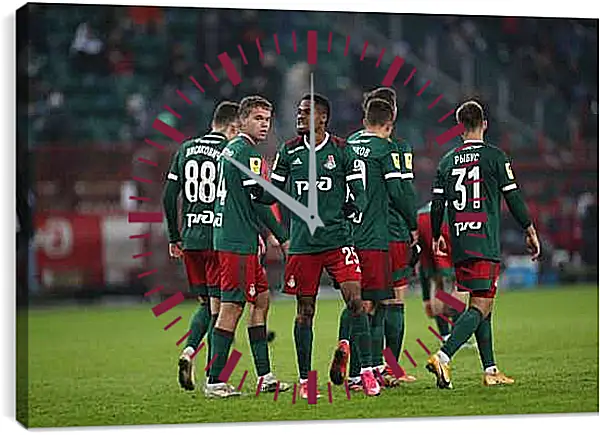 Часы картина - Празднование гола. Локомотив Москва. Lokomotiv Moscow