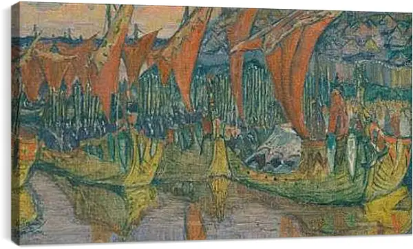 Постер на подрамнике - Красные паруса. Рерих Николай