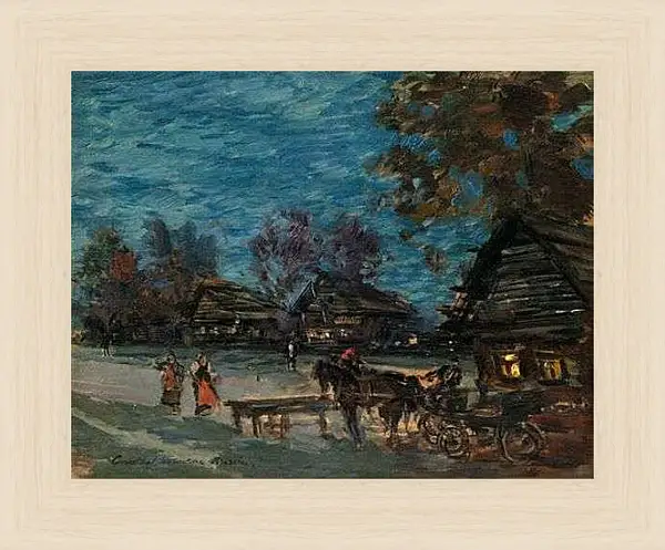 Картина в раме - Темный вечер. Коровин Константин