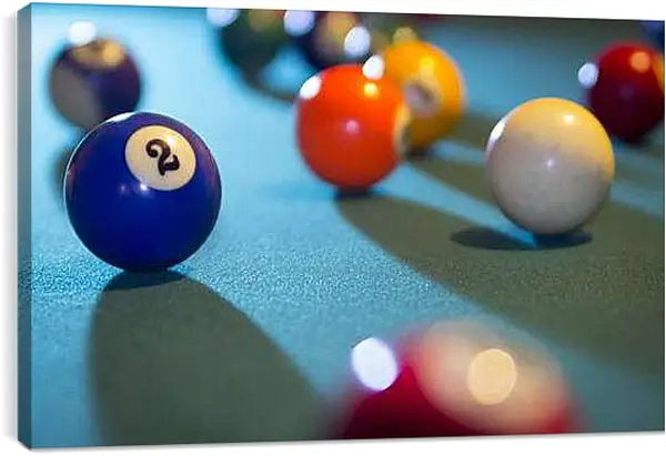 Постер на подрамнике - Бильярдный шар с цифрой 2