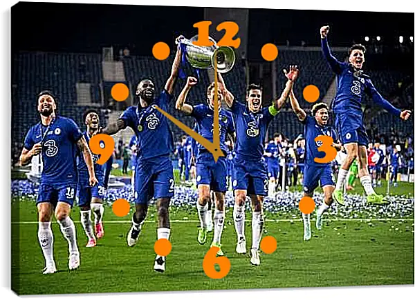 Часы картина - Победа в Лиге Чемпионов. ФК Челси. FC Chelsea