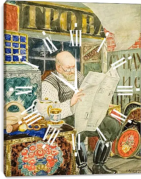 Часы картина - Сундучник. Борис Кустодиев