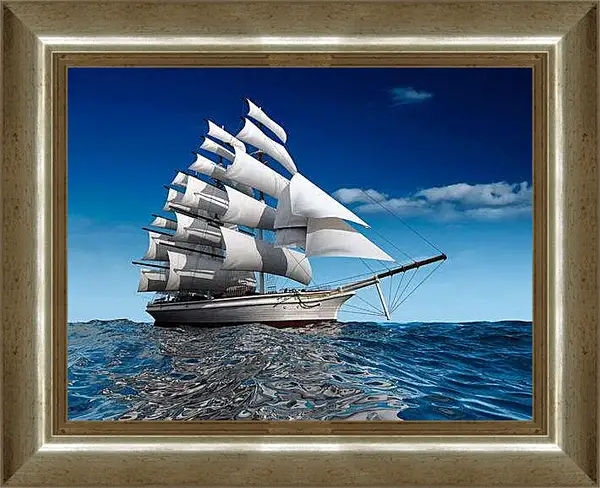 Картина в раме - Парусник в море