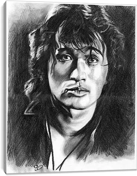 Постер на подрамнике - Виктор Цой рисунок карандашом