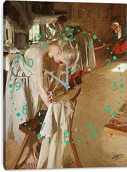 Часы картина - Sondagsmorgon. Воскресное утро. Андерс Цорн