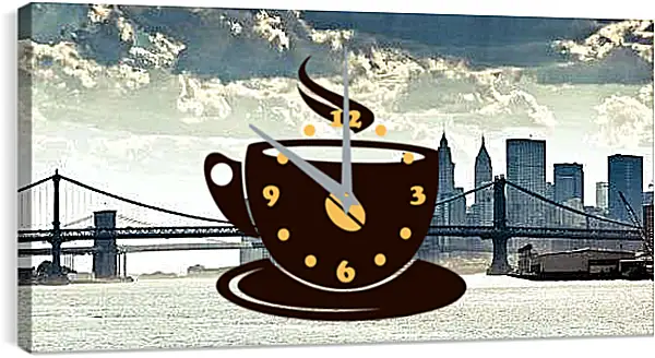 Часы картина - Бруклинский мост вид с реки