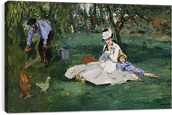 Постер на подрамнике - Семья Моне в саду в Аржантёй. Эдуард Мане