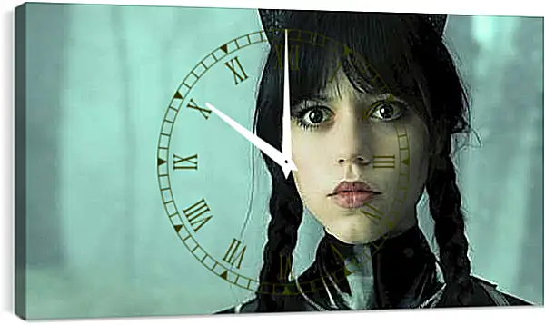 Часы картина - Выразительный взгляд Уэнсдей Аддамс