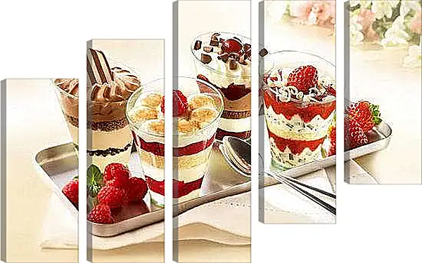 Модульная картина - Вкуснейшие десерты на подносе. Сладкое Искушение.