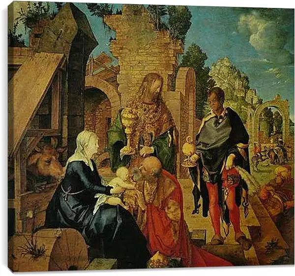 Постер на подрамнике - Adoration of the Magi. Поклонение волхвов. Альбрехт Дюрер