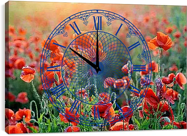 Часы картина - Поле маков