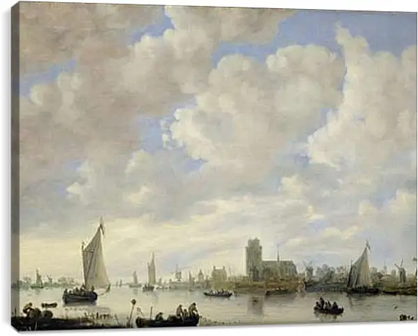 Постер на подрамнике - View of the Merwede off Dordrecht. Ян ван Гойен