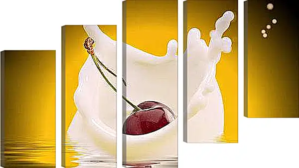 Модульная картина - Вишня. Вишнёвый всплеск.