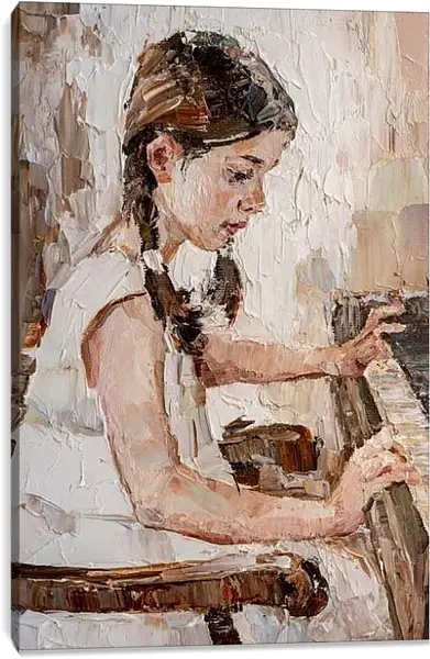 Постер на подрамнике - Девочка и рояль