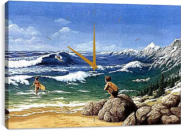 Часы картина - Иллюзия. Горы из моря