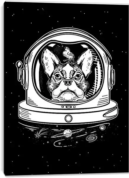 Постер на подрамнике - Астронавт - пес